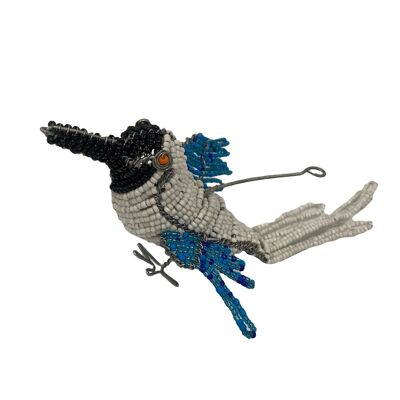 African Beaded Wire Garden Birds - Blue (17.5)