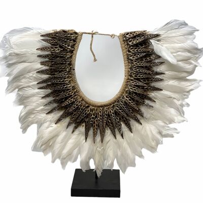 Dark Shell & White Feather necklace