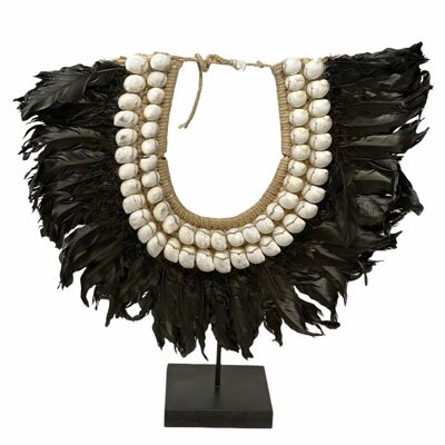 Collier plume et coquillage fait main