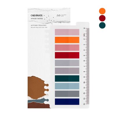 Autumn Twilight | Ordinate self-adhesive | Notes with ruler adhesive strips | Pack of 200 sticky note tabs for bookmarks, study, office School planner memo
