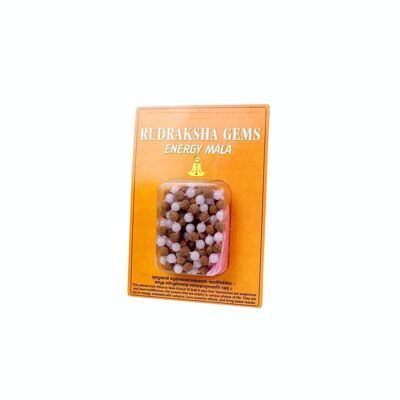 Rudraksha und Rosenquarz Mala