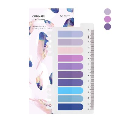 Mystic Purple (Half Circle Design) | Ordinate 200 pieces of adhesive strips | Sticky marker film | Writeable sticky notes tabs | 10 Colors Adhesive Markings Small Flags | Adhesive notes l Flags Index Tabs | Page Marker for page marking | Mystic Purple