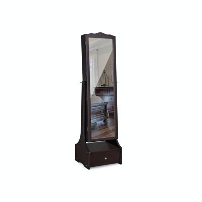 Brown jewelery cabinet with LED lighting