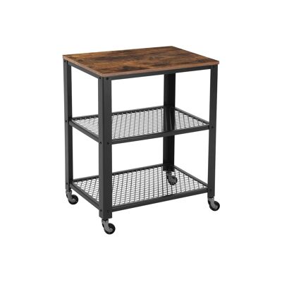 Industrial brown serving trolley with shelf