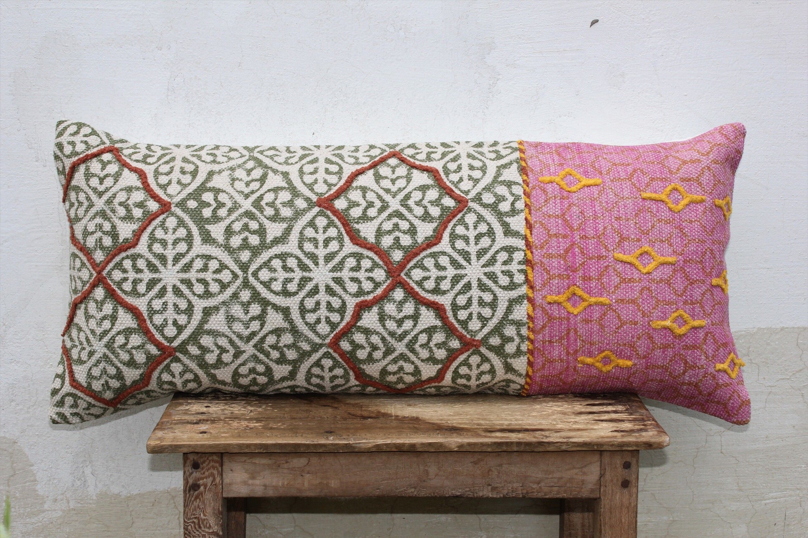 Fodera per cuscino in cotone stampato a blocchi a mano