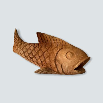 Escultura de pez tallada a mano de Mozambique - XL (01)
