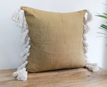 Housse de Coussin Chenille Moutarde 5