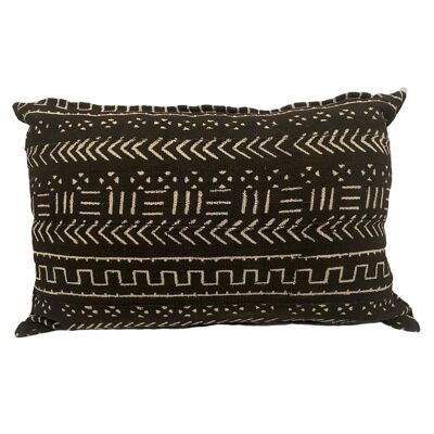 Coussin tissé à la main en tissu de boue - (184.12) Noir