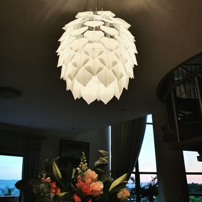 Protea Frosted White Pendant L