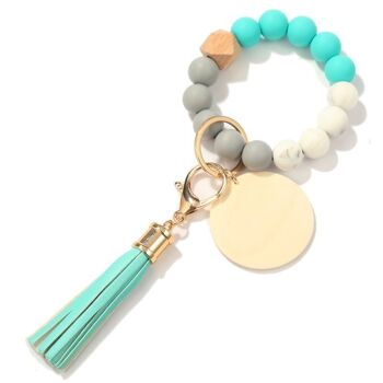 Porte-clés à franges et perles color block 3