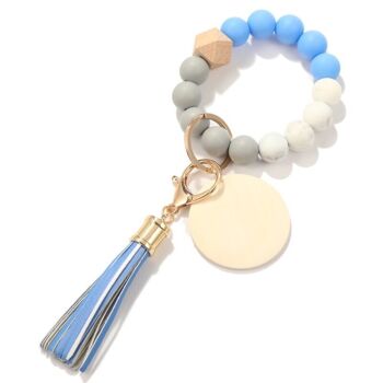 Porte-clés à franges et perles color block 9