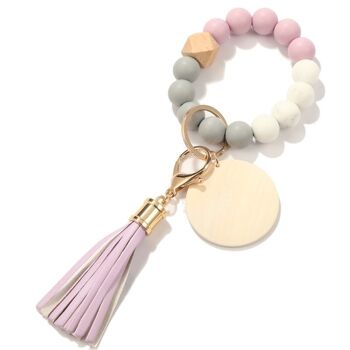 Porte-clés à franges et perles color block 10