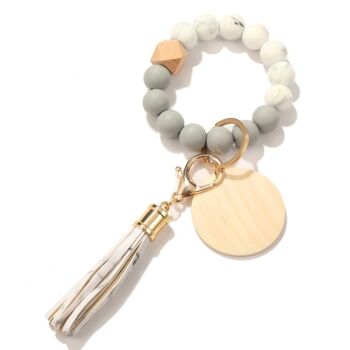 Porte-clés à franges et perles color block 13