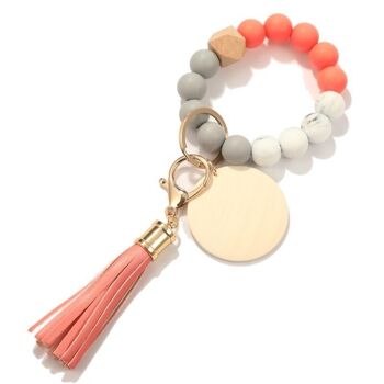 Porte-clés à franges et perles color block 15