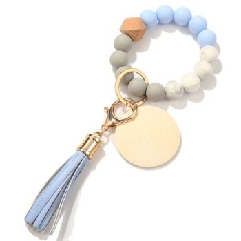 Porte-clés à franges et perles color block 19