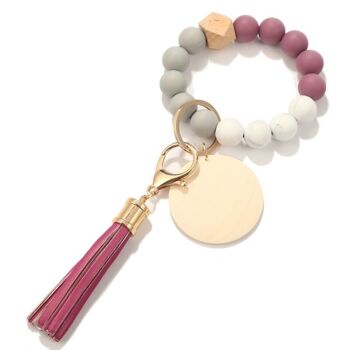 Porte-clés à franges et perles color block 23