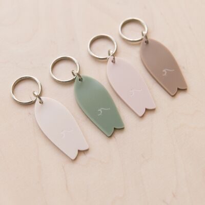 NUDE COLORS WAVE PATTERN SURFBOARD KEY RING