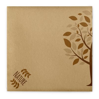 Serviette de table Green Nature arbre en marron de Linclass® Airlaid 40 x 40 cm, 50 pièces