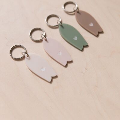 NUDE COLORS HEART SURFBOARD KEY RING
