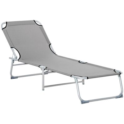 Gray metal and polyester foldable multi-position adjustable backrest sunlounger