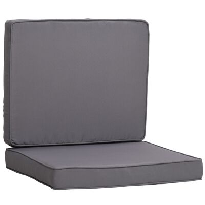 Coussins de fauteuil de jardin zippés déhoussables - galettes de chaise de jardin - épais rembourrage 7 cm - polyester haute densité gris