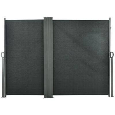 Double side awning privacy screen retractable screen dim. 6L x 1.60H m gray high density anti-UV polyester