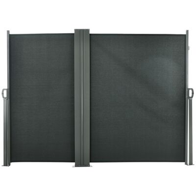 Toldo lateral doble pantalla de privacidad pantalla retráctil dim.6L x 1.60H m poliéster gris de alta densidad anti-UV