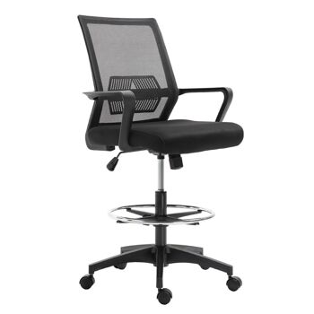 Fauteuil de bureau chaise de bureau assise haute réglable dim. 64L x 59l x 104-124H cm pivotant 360° maille respirante noir 1