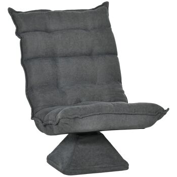 Fauteuil relax grand confort pivotant inclinaison réglable 5 niv. épais garnissage mousse haute densité tissu velours microfibre 1