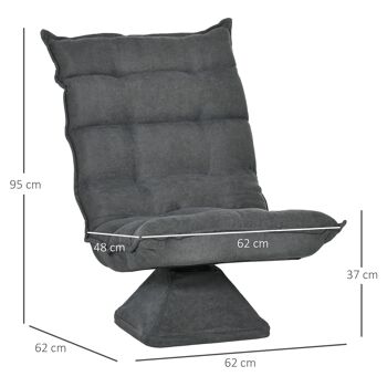 Fauteuil relax grand confort pivotant inclinaison réglable 5 niv. épais garnissage mousse haute densité tissu velours microfibre 3