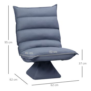 Fauteuil relax grand confort pivotant inclinaison réglable 5 niv. épais garnissage mousse haute densité tissu velours microfibre gris 3