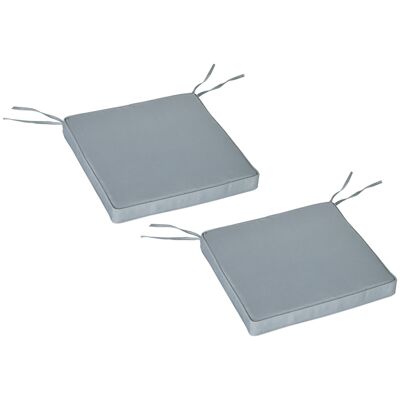 Lot de 2 coussins d'assise carrés chaises fauteuils tabourets - coussins déhoussables zippés avec cordons d'attache - dim. 45L x 45l cm ép. 5 cm - polyester gris