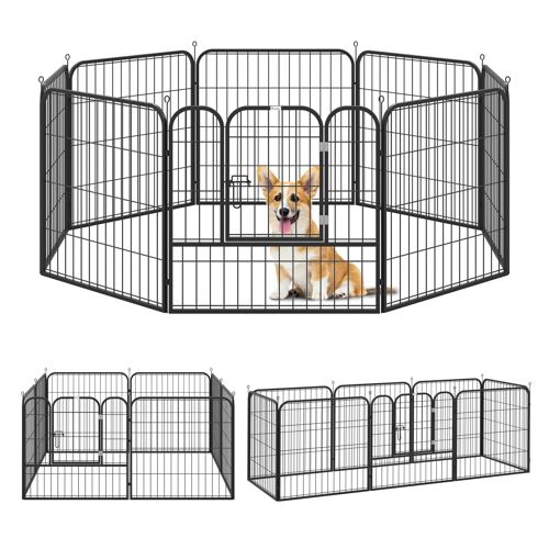 Luxe parc enclos modulable pour chien 8 panneaux porte verrouillable acier