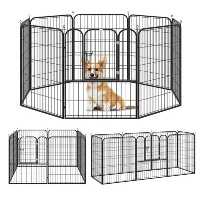 Recinto modular de lujo para perros Puerta de acero epoxi con cerradura de 8 paneles