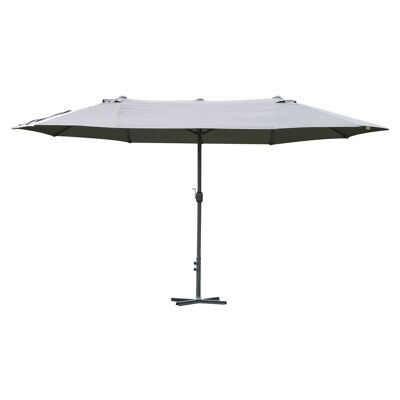 XXL garden parasol large size parasol 4.6L x 2.7W x 2.4H m opening closing crank high density polyester steel gray