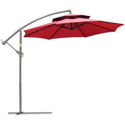 Offset octagonal tilting crank umbrella Ø 2.65 x 2.45H m red epoxy polyester steel
