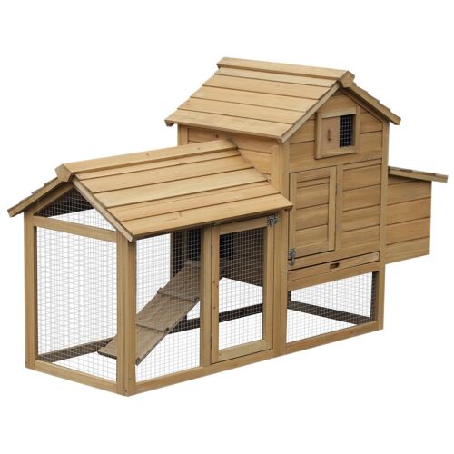 Petit poulailler cottage cage à poules sur pied dim. 151L x 54l x 87H cm multi-équipement bois massif de pin