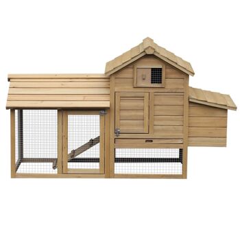 Petit poulailler cottage cage à poules sur pied dim. 151L x 54l x 87H cm multi-équipement bois massif de pin 4