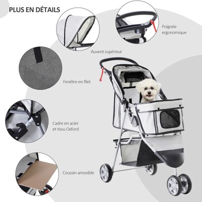 Collapsible Buggy Stroller Pets Folding Trolley Dog Cat Cup Holder Storage Basket Included Wheels With Brake 600D Oxford Cloth