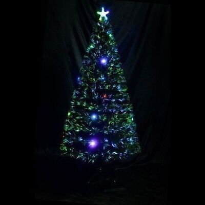 Künstlicher Weihnachtsbaum mit mehrfarbigem LED-Glasfaserlicht + Fußständer Ø 60 x 120 H cm, 130 Zweige, Stern mit glänzender Spitze