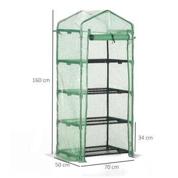 Serre de jardin balcon étagère serre 4 niveaux 0,7L x 0,5l x 1,6H m acier galvanisé bâche amovible PE haute densité vert 3