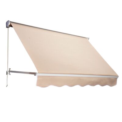 Manual awning adjustable tilt waterproof polyester aluminum 70L x 180L cm beige