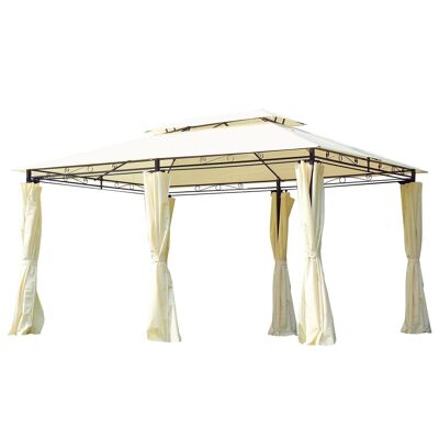 Gazebo barnum garden pavilion colonial style double roof removable side canvases 3L x 4W x 2.65H m cream
