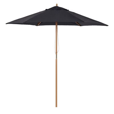 Grande ombrellone da giardino esagonale dritto Ø 2,5 x 2,3 H m in legno di bambù nero