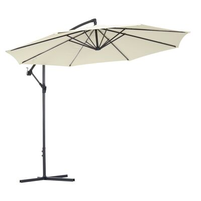 Cantilever umbrella octagonal tilting folding diameter 3 m garden parasol with cross base cream