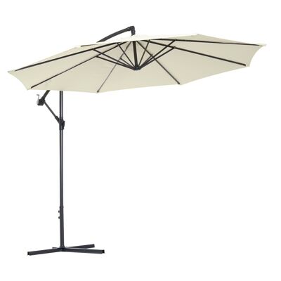 Parasol déporté octogonal inclinable rabattable diamètre 3 m parasol de jardin avec pied en croix crème