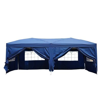 Pavillon, faltbar, Empfangszelt, Pavillon, Festzelt, Barnum, 5,91 L x 2,97 B x 2,55 H cm, blau, abnehmbare Seite