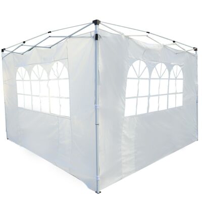 Parois latérales de rechange barnum tonnelle 3 x 3 ou 3 x 6 m 2 pièces 2 grandes fenêtres blanc