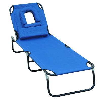 Transat de jardin chaise longue pliante bain de soleil pour lecture bleu