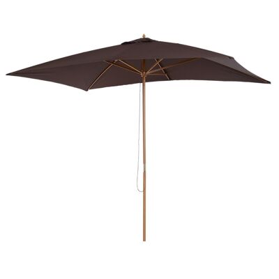 Hexagonal upright high-density polyester wood parasol 2.95 x 2 x 2.55 m chocolate